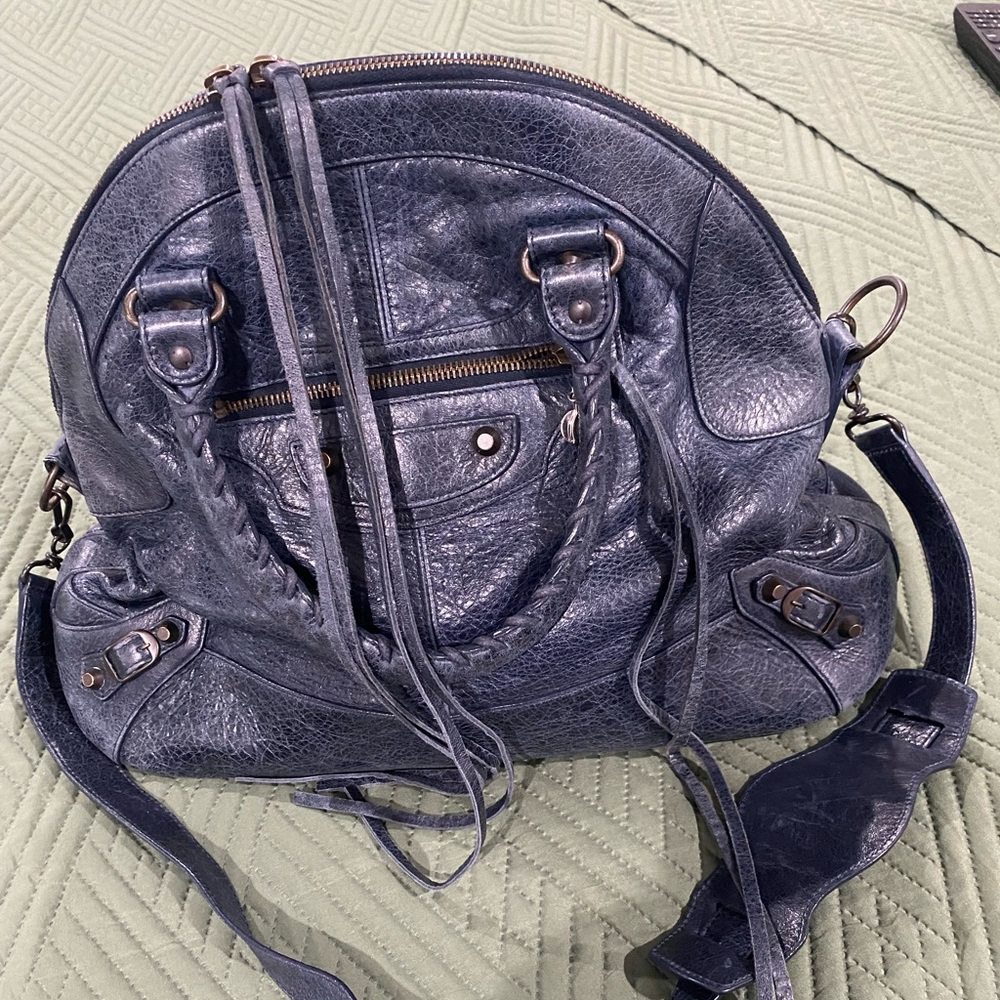 Balenciaga dome bag.  Pre-owned. Navy blue.